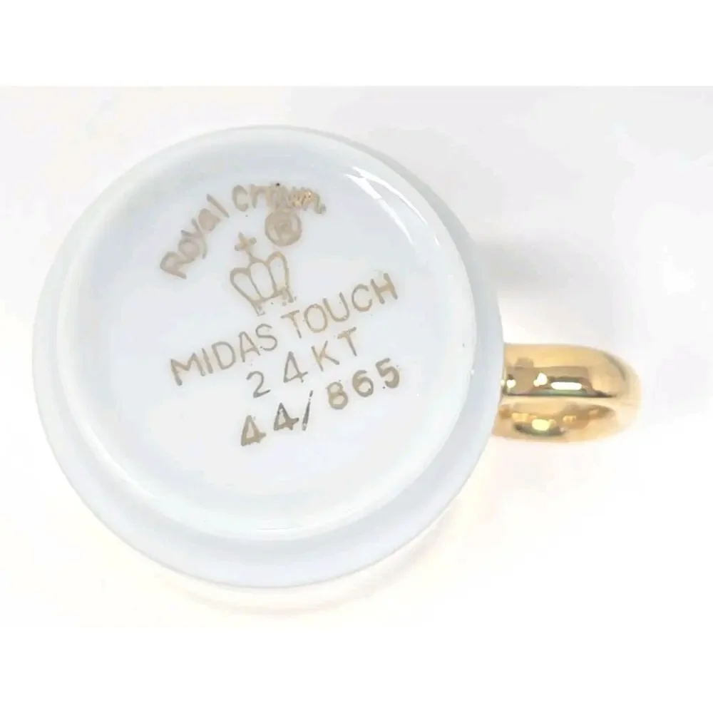 Vtg 6 Royal Crown Midas Touch 24K Gold Trim Tea Cup‎ Demitasse Saucer Set U251